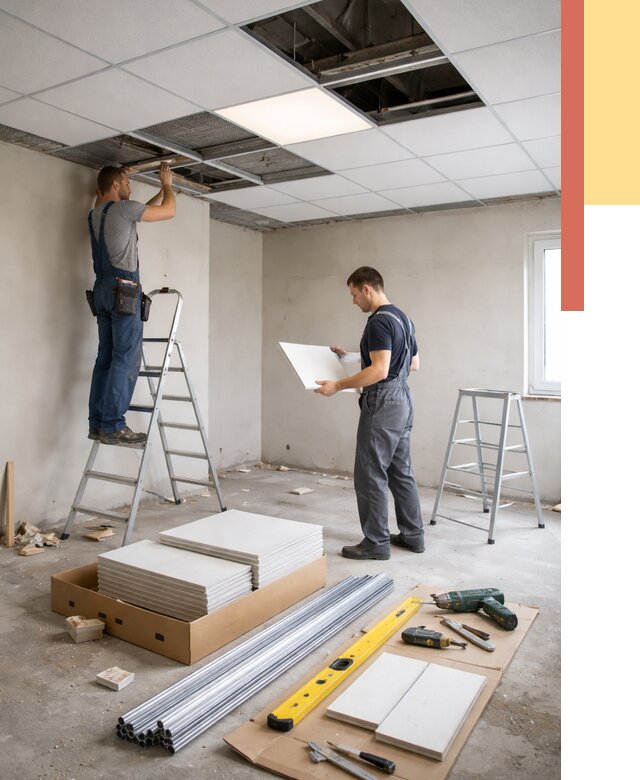 Монтаж потолка армстронг в Елабуге от 4558 руб/м2 — быстрая установка под ключ | ОТДЕЛОЧНИК-Лбг