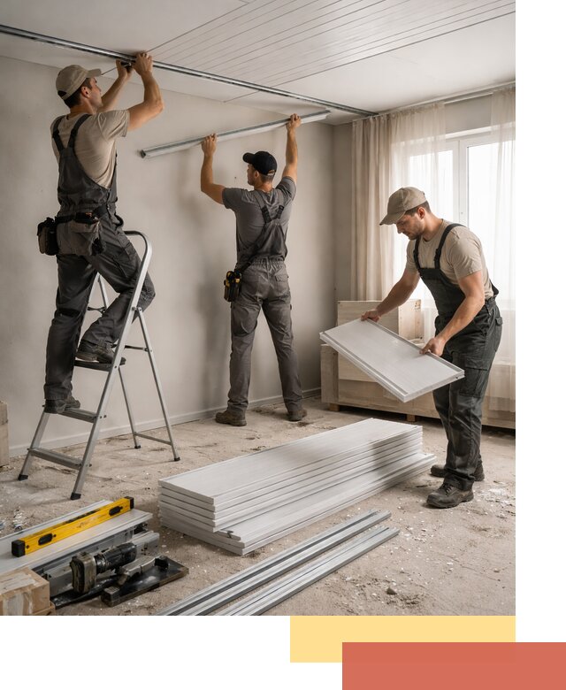 Монтаж потолка из ПВХ панелей в Елабуге оперативно и качественно