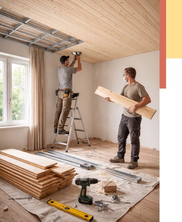 Монтаж потолка из вагонки в Елабуге от 6583 руб. | Быстро и недорого — ОТДЕЛОЧНИК-Лбг