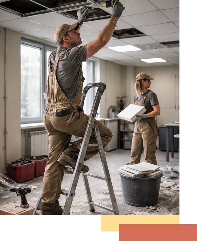 Ремонт потолка Армстронг и замена плит в Елабуге