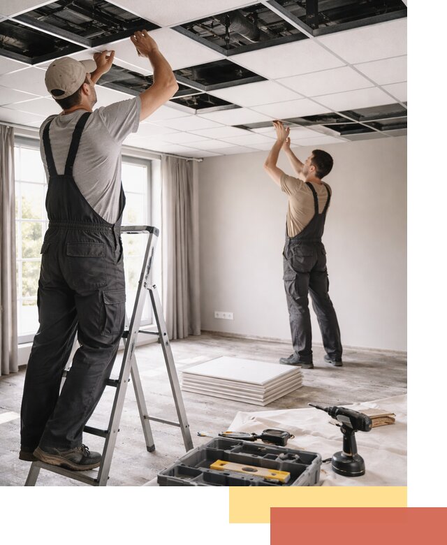 Замена плит подвесного потолка в Елабуге быстро и качественно