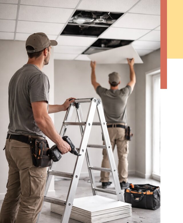 Обслуживание подвесного потолка в Елабуге от 3545 руб. — быстро и недорого | ОТДЕЛОЧНИК-Лбг