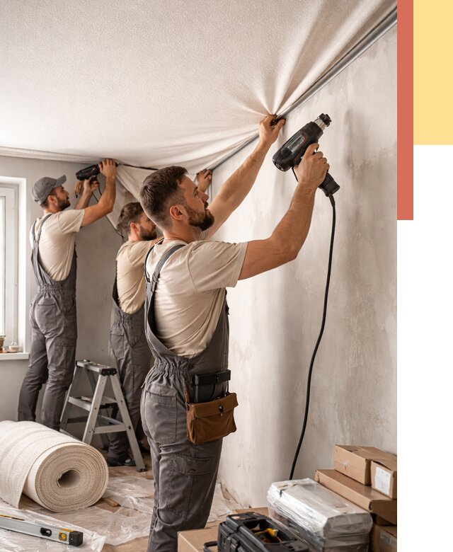 Монтаж фактурного натяжного потолка в Елабуге от 760 руб. — ОТДЕЛОЧНИК-Лбг