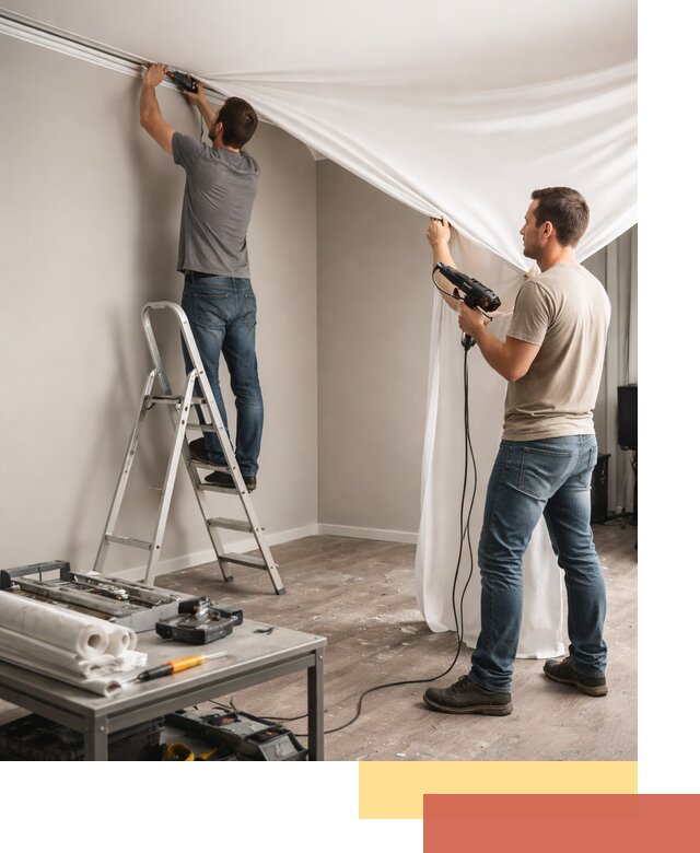 Монтаж натяжного потолка в студии в Елабуге