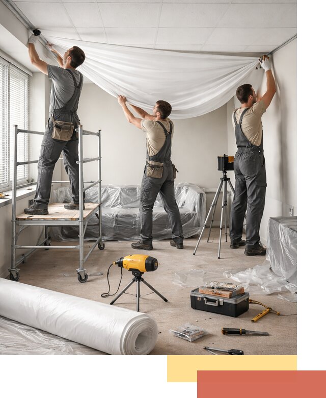 Монтаж натяжного потолка в офисе в Елабуге