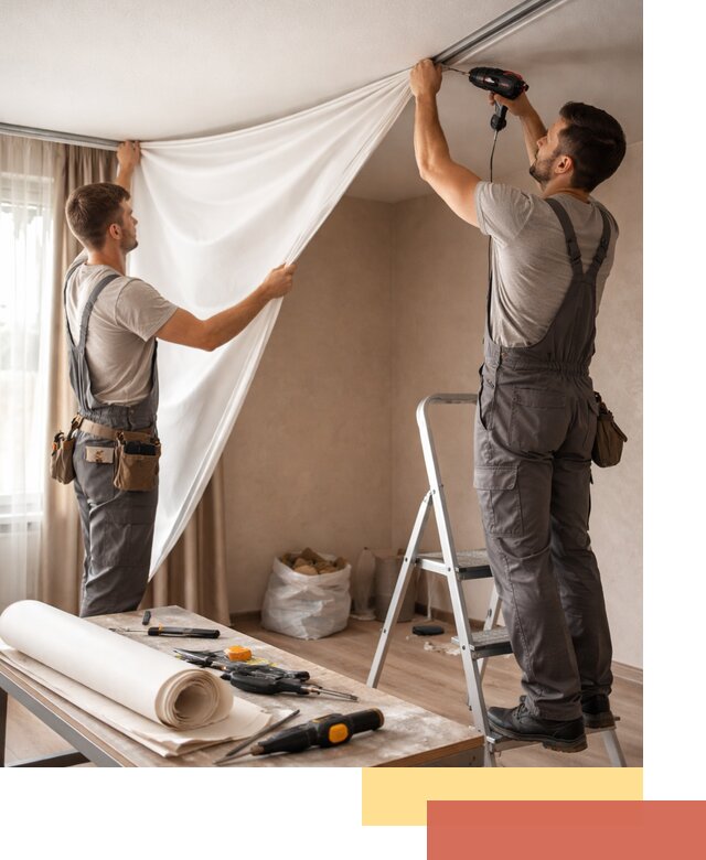 Замена полотна натяжного потолка в Елабуге быстро и качественно