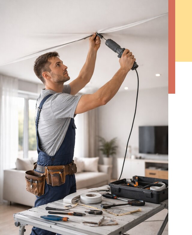 Ремонт натяжных потолков в Елабуге от 9622 руб. под ключ — ОТДЕЛОЧНИК-Лбг