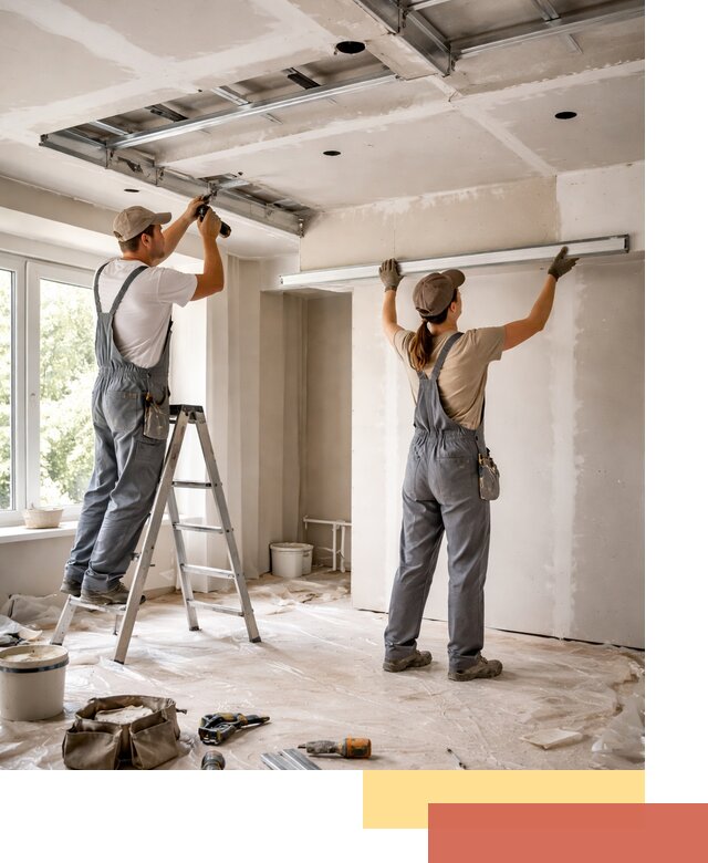 Монтаж многоуровневого потолка из гипсокартона в Елабуге