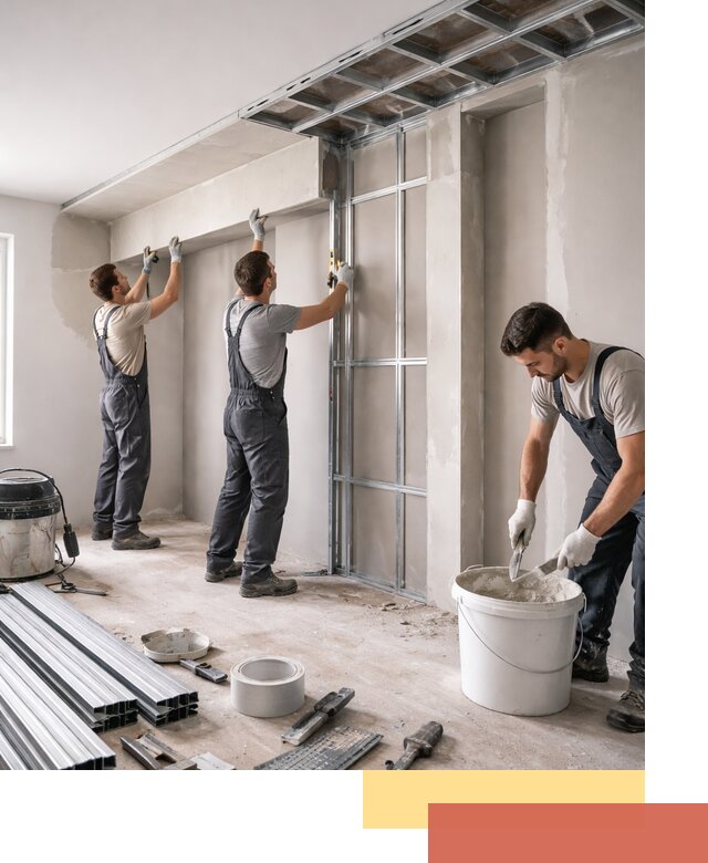 Монтаж потолка из гипсокартона с нишей в Елабуге