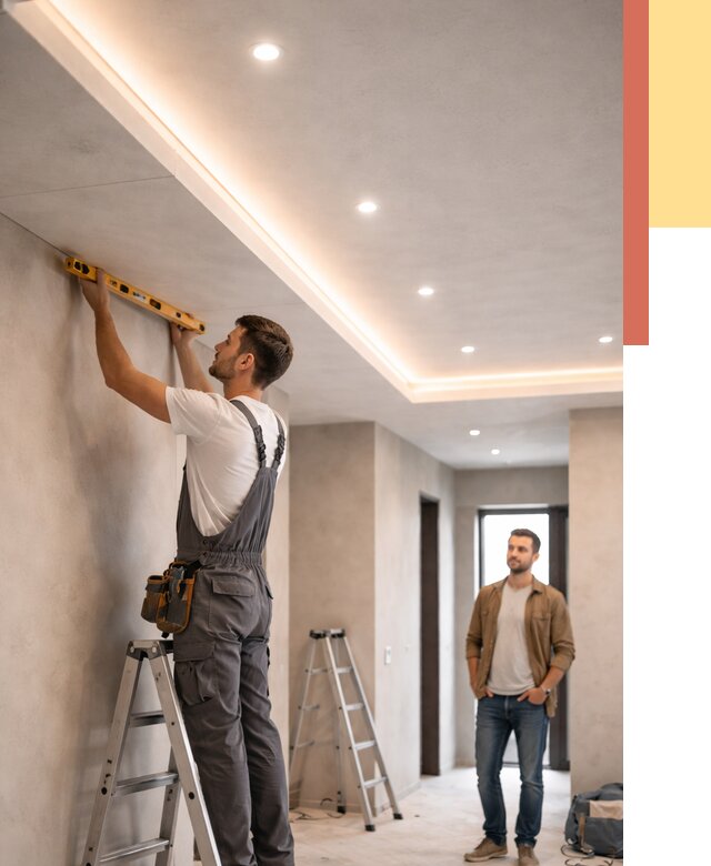 Потолок из гипсокартона с подсветкой в Елабуге от 760 руб./м2 под ключ | ОТДЕЛОЧНИК-Лбг