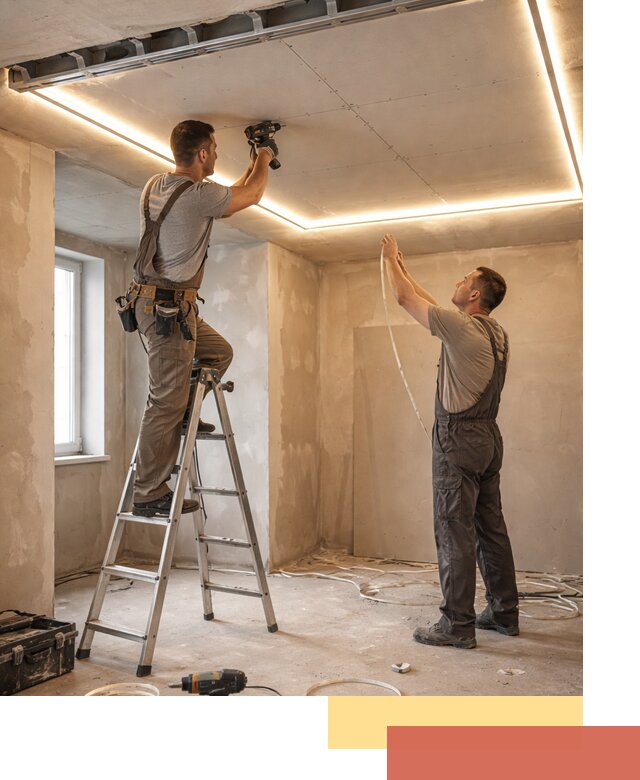 Потолок из гипсокартона с подсветкой в Елабуге