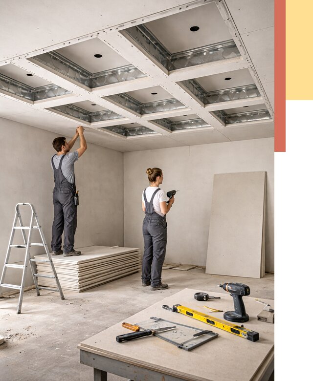 Кессонный потолок из гипсокартона в Елабуге от 1874 руб. — монтаж и под ключ | ОТДЕЛОЧНИК-Лбг