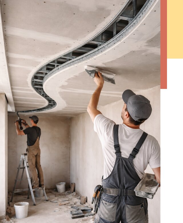 Криволинейный потолок из гипсокартона в Елабуге от 2127 руб./м2 | ОТДЕЛОЧНИК-Лбг