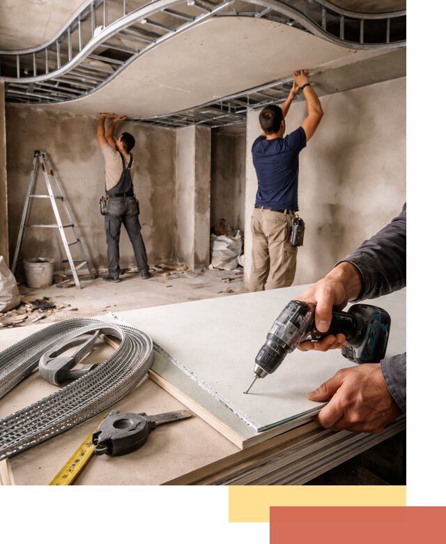 Криволинейный потолок из гипсокартона в Елабуге — монтаж и отделка