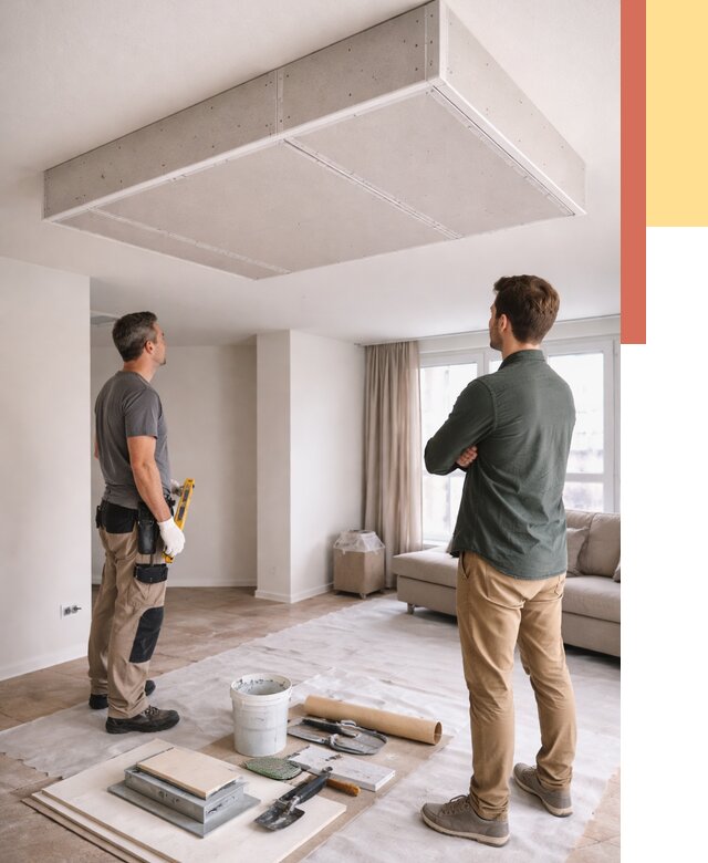 Короб на потолке из гипсокартона в Елабуге от 2228 руб. — монтаж и услуги под ключ | ОТДЕЛОЧНИК-Лбг