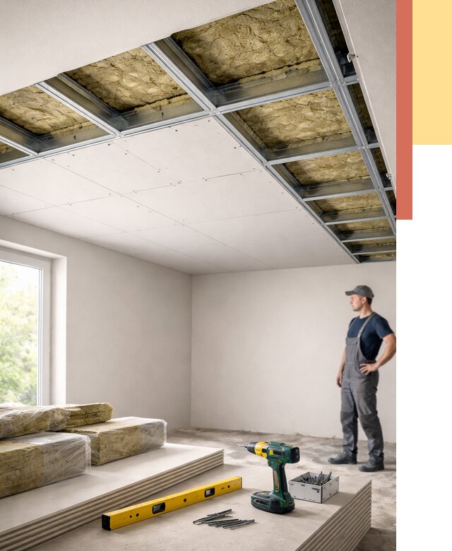 Звукоизоляция потолка ГКЛ в Елабуге от 962 руб. — монтаж под ключ | ОТДЕЛОЧНИК-Лбг