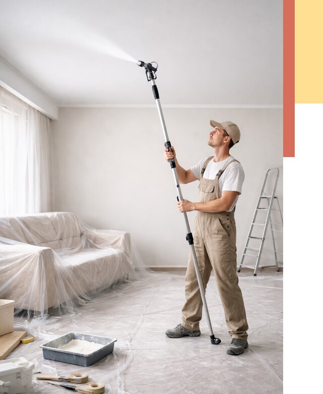 Покраска потолка краскопультом в Елабуге от 4558 руб. быстро и недорого | ОТДЕЛОЧНИК-Лбг