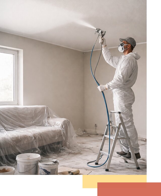 Покраска потолка краскопультом в Елабуге быстро и качественно